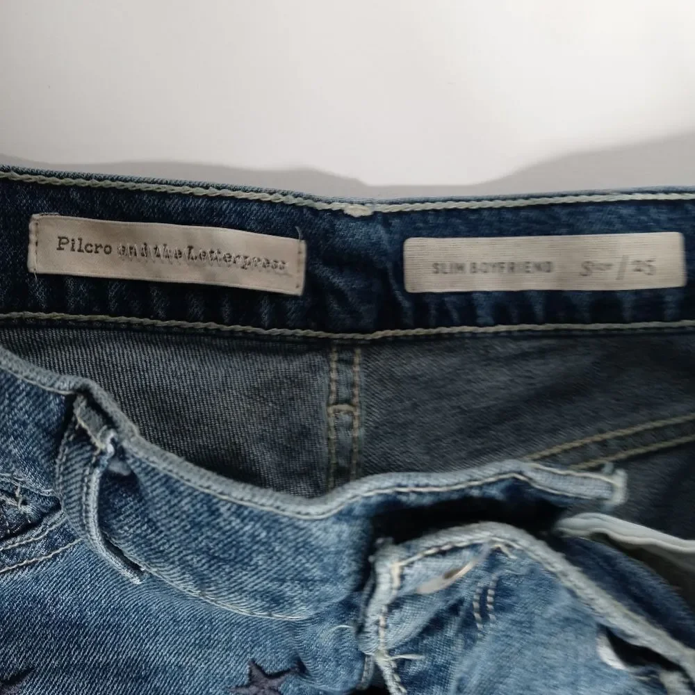 Anthropologie Pilcro and the letterpress slim boyfriend embroidered jean shorts - Picture 3 of 5